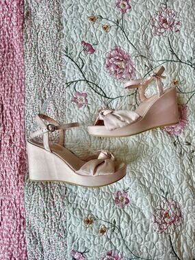 vintage H&M ballet core satin pink wedge